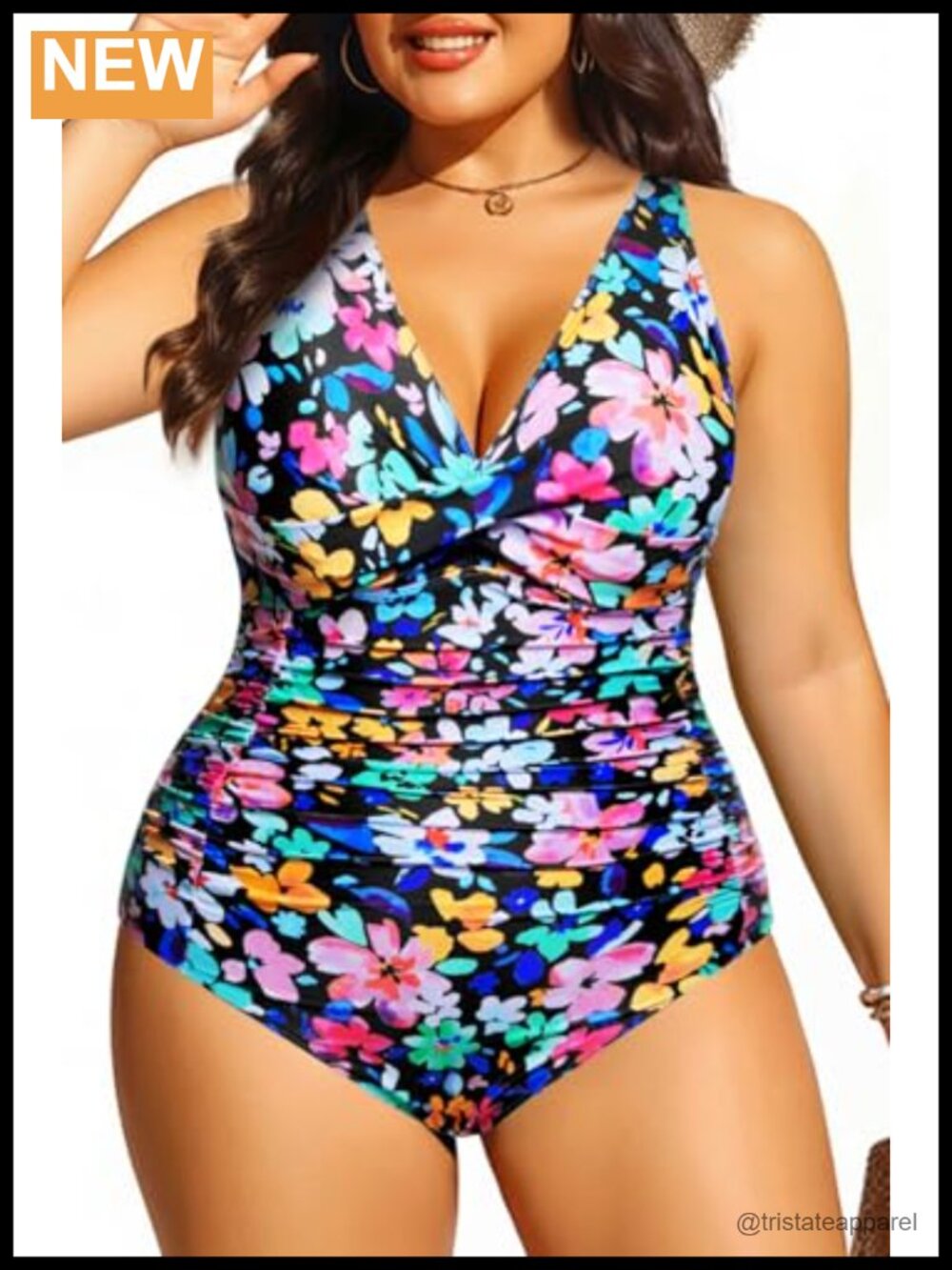 Plus Size One Piece Swimsuit Tummy Control Slimming Swimwear